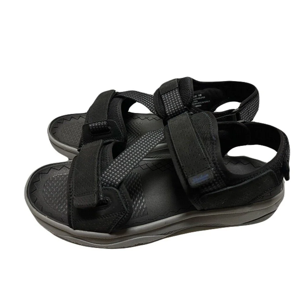 NEW Florsheim Mens Size 14 Tread Lite Black Leather Cushioned River Sport Sandal
